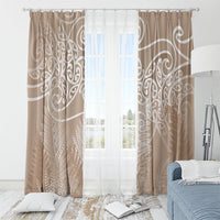 Aotearoa Maori Koru Curves Window Curtain Silver Ferns - Mocha