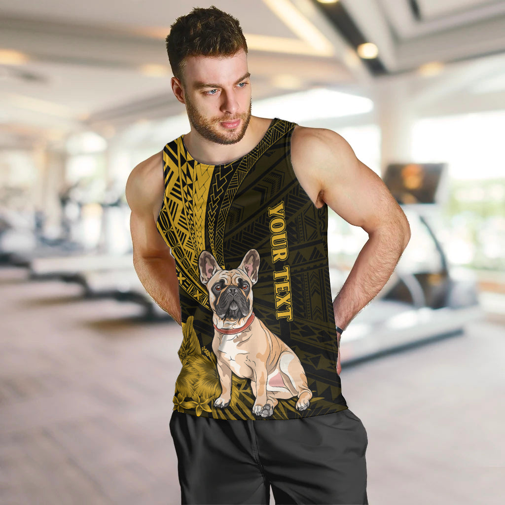 Personalised Polynesian Pacific Bulldog Men Tank Top With Gold Hawaii Tribal Tattoo Patterns LT7 - Polynesian Pride