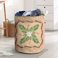 Hawaii Quilt Inspired Collection Aloha Flowers Laundry Basket Maile - Kukui Nut Lei LT7 Coral Pink - Polynesian Pride