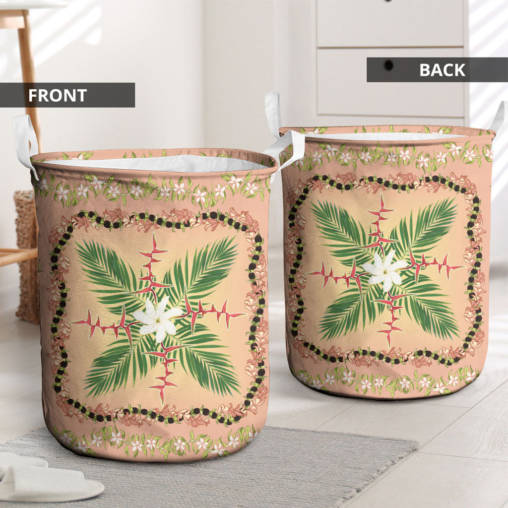 Hawaii Quilt Inspired Collection Aloha Flowers Laundry Basket Maile - Kukui Nut Lei LT7 - Polynesian Pride