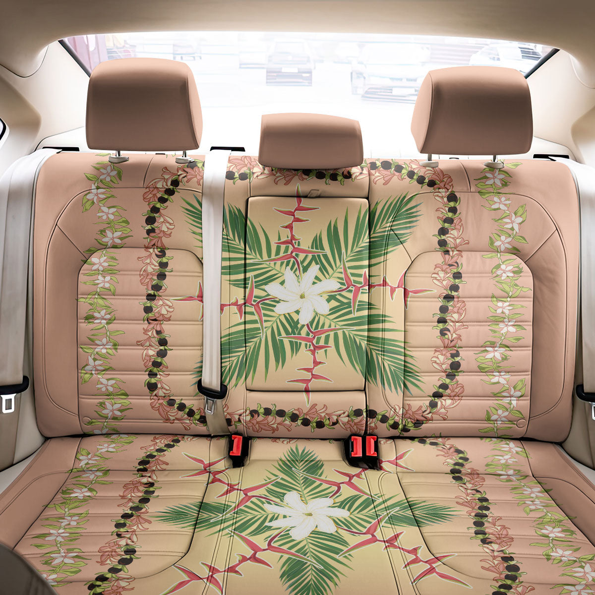 Hawaii Quilt Inspired Collection Aloha Flowers Back Car Seat Cover Maile - Kukui Nut Lei LT7 - Polynesian Pride