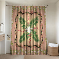 Hawaii Quilt Inspired Collection Aloha Flowers Bathroom Set Maile - Kukui Nut Lei LT7 Shower Curtain Only Coral Pink - Polynesian Pride
