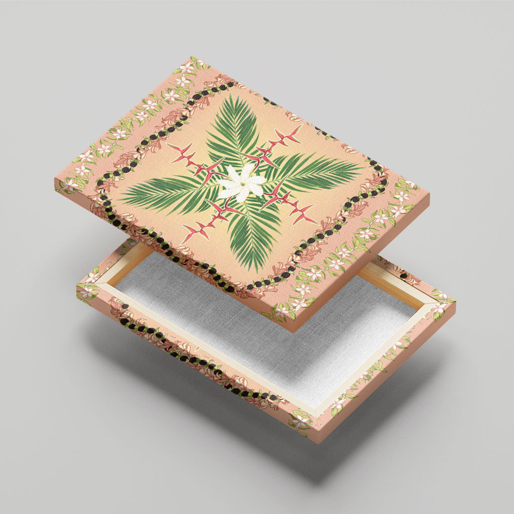 Hawaii Quilt Inspired Collection Aloha Flowers Canvas Wall Art Maile - Kukui Nut Lei LT7 - Polynesian Pride