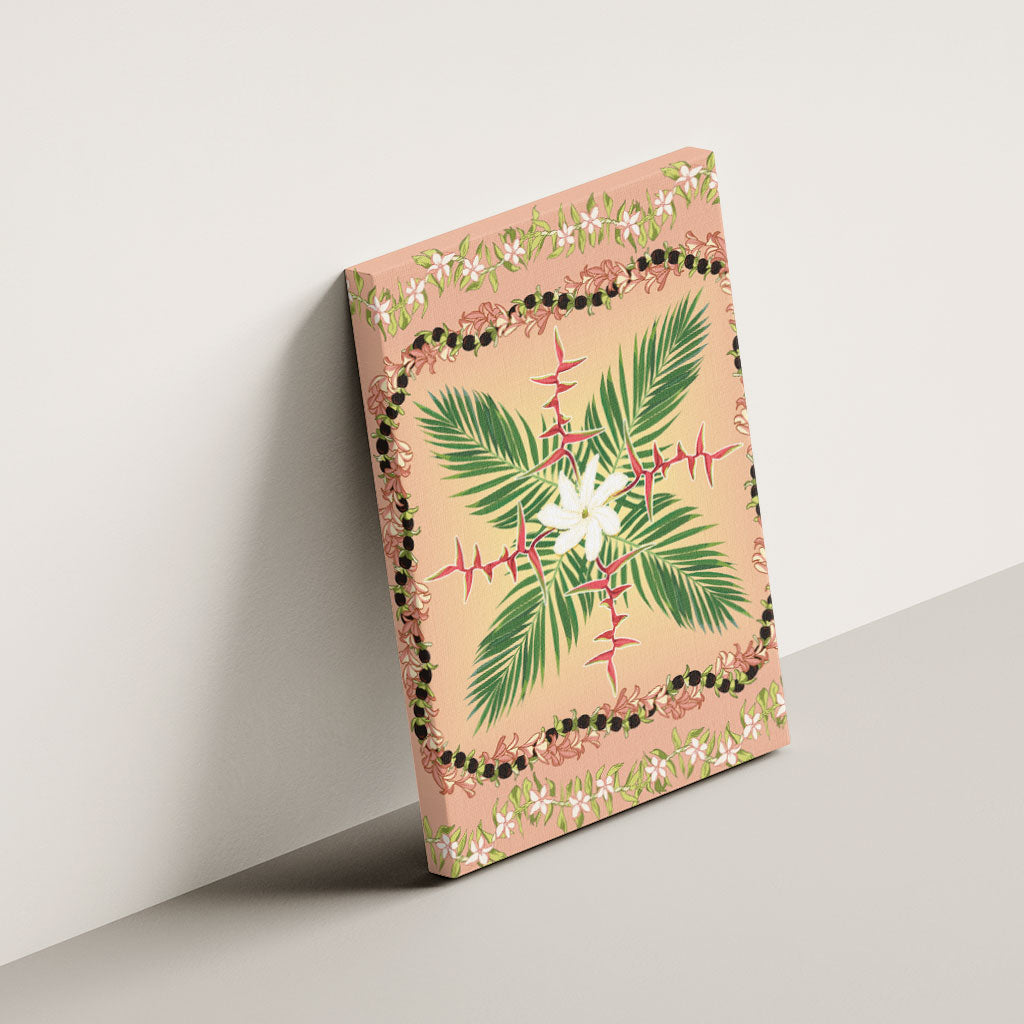 Hawaii Quilt Inspired Collection Aloha Flowers Canvas Wall Art Maile - Kukui Nut Lei LT7 - Polynesian Pride