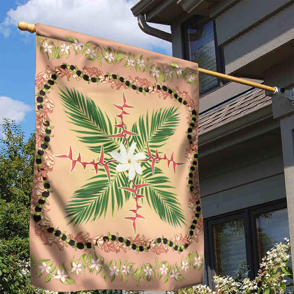 Hawaii Quilt Inspired Collection Aloha Flowers Garden Flag Maile - Kukui Nut Lei LT7 - Polynesian Pride