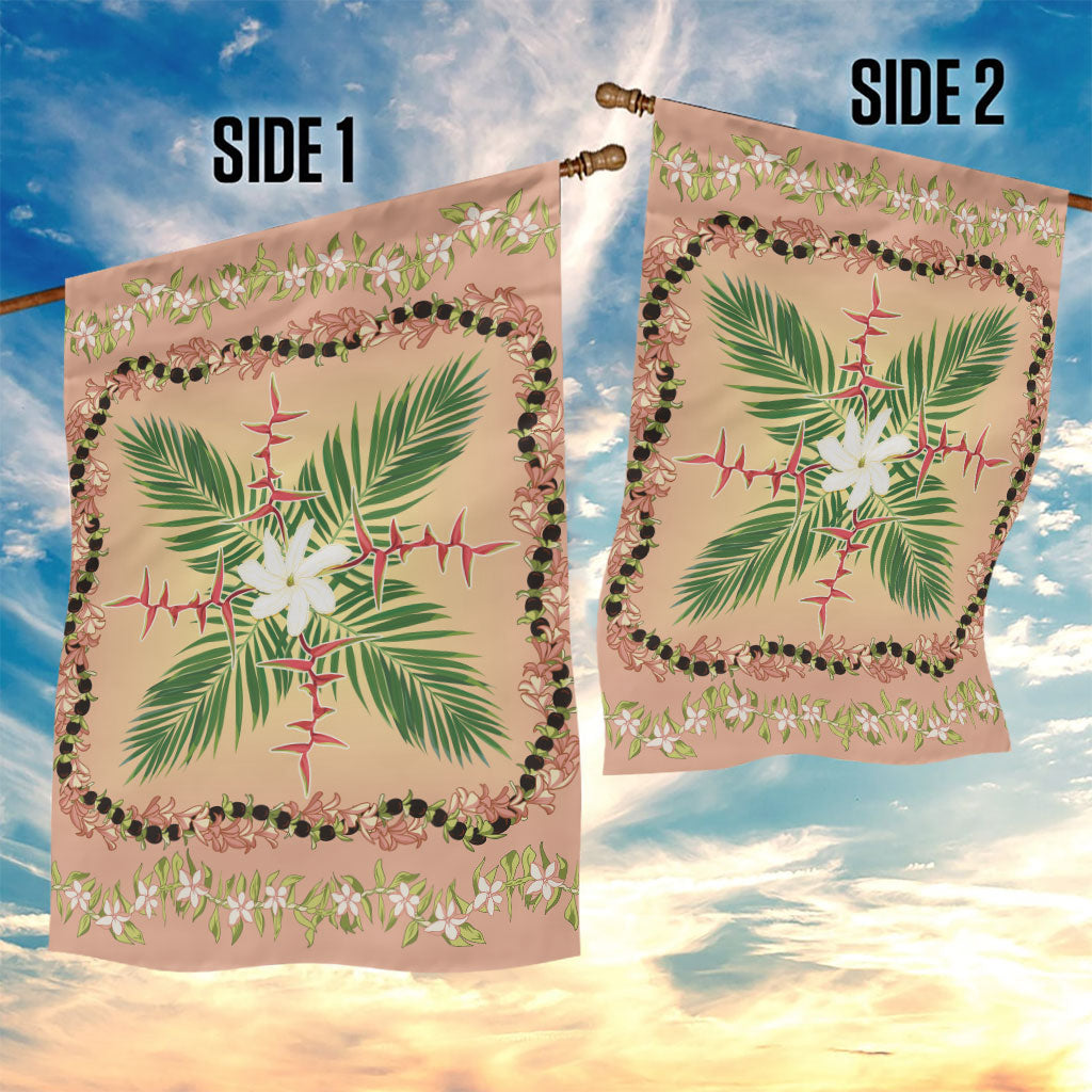 Hawaii Quilt Inspired Collection Aloha Flowers Garden Flag Maile - Kukui Nut Lei LT7 - Polynesian Pride