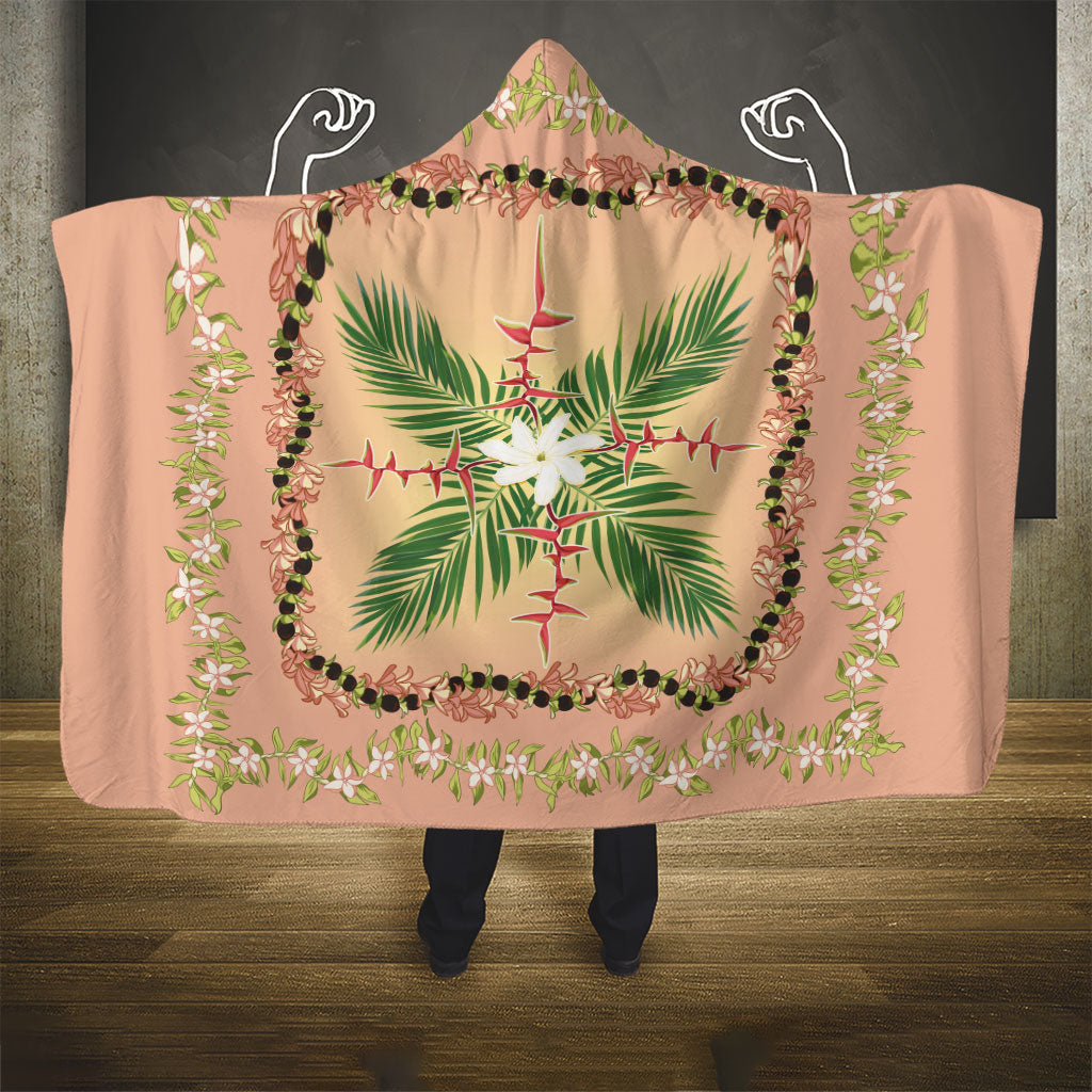 Hawaii Quilt Inspired Collection Aloha Flowers Hooded Blanket Maile - Kukui Nut Lei LT7 - Polynesian Pride