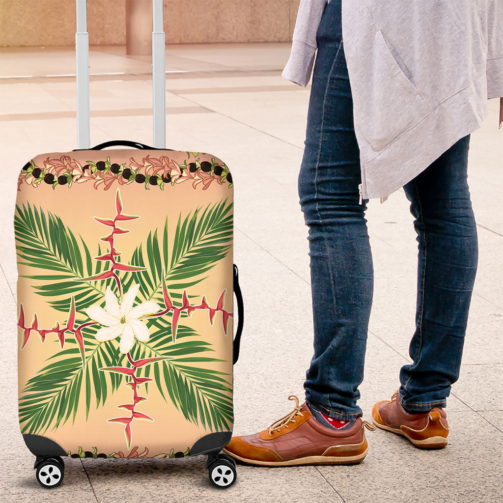 Hawaii Quilt Inspired Collection Aloha Flowers Luggage Cover Maile - Kukui Nut Lei LT7 Coral Pink - Polynesian Pride