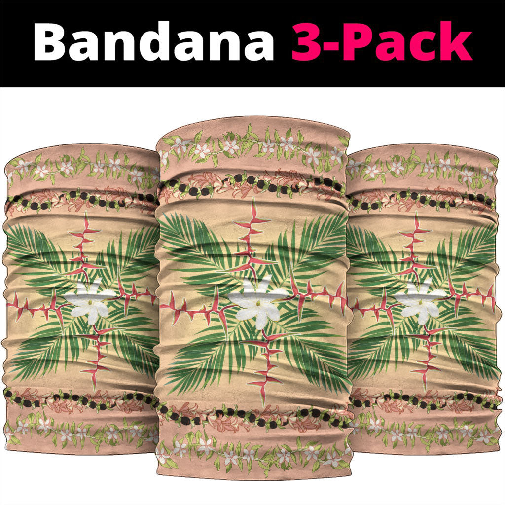 Hawaii Quilt Inspired Collection Aloha Flowers Neck Gaiter Maile - Kukui Nut Lei LT7 package One Size: 25*50cm Coral Pink - Polynesian Pride