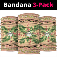 Hawaii Quilt Inspired Collection Aloha Flowers Neck Gaiter Maile - Kukui Nut Lei LT7 package One Size: 25*50cm Coral Pink - Polynesian Pride