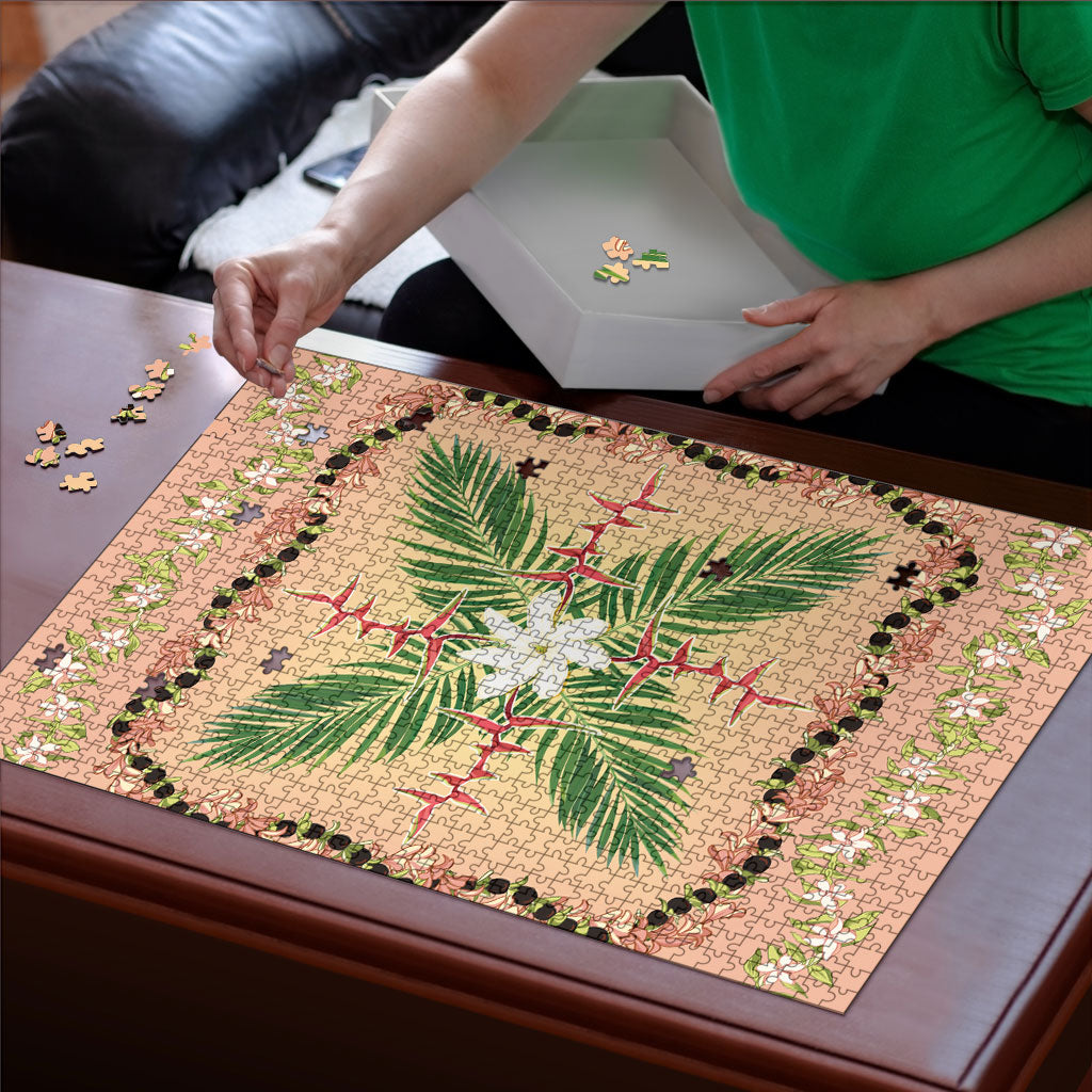 Hawaii Quilt Inspired Collection Aloha Flowers Puzzle Maile - Kukui Nut Lei LT7 - Polynesian Pride