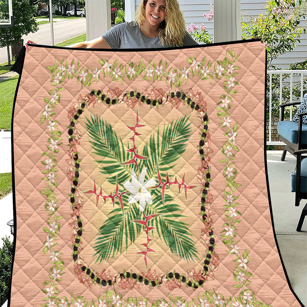 Hawaii Quilt Inspired Collection Aloha Flowers Quilt Maile - Kukui Nut Lei LT7 Coral Pink - Polynesian Pride