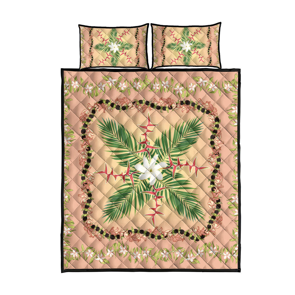 Hawaii Quilt Inspired Collection Aloha Flowers Quilt Bed Set Maile - Kukui Nut Lei LT7 - Polynesian Pride