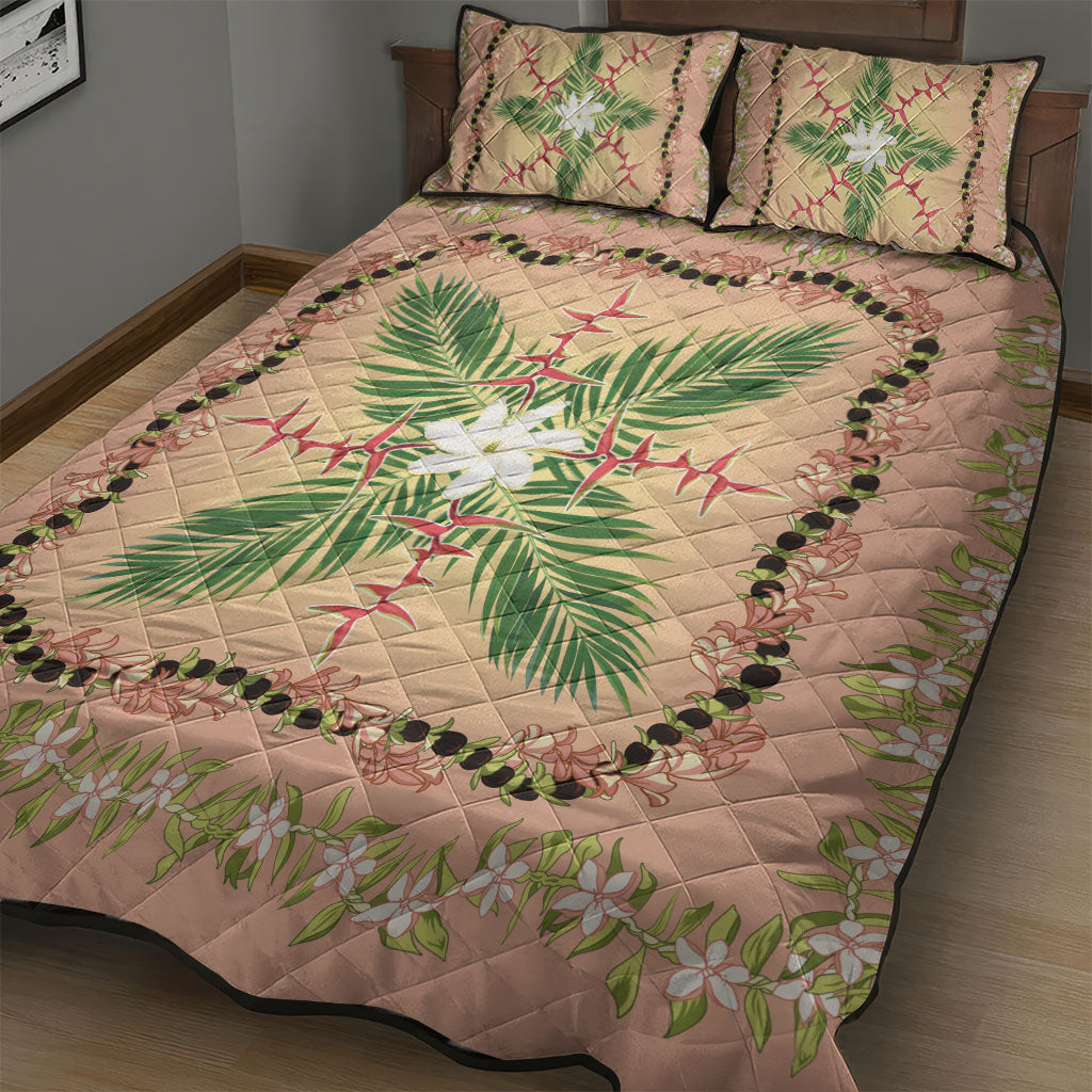 Hawaii Quilt Inspired Collection Aloha Flowers Quilt Bed Set Maile - Kukui Nut Lei LT7 - Polynesian Pride
