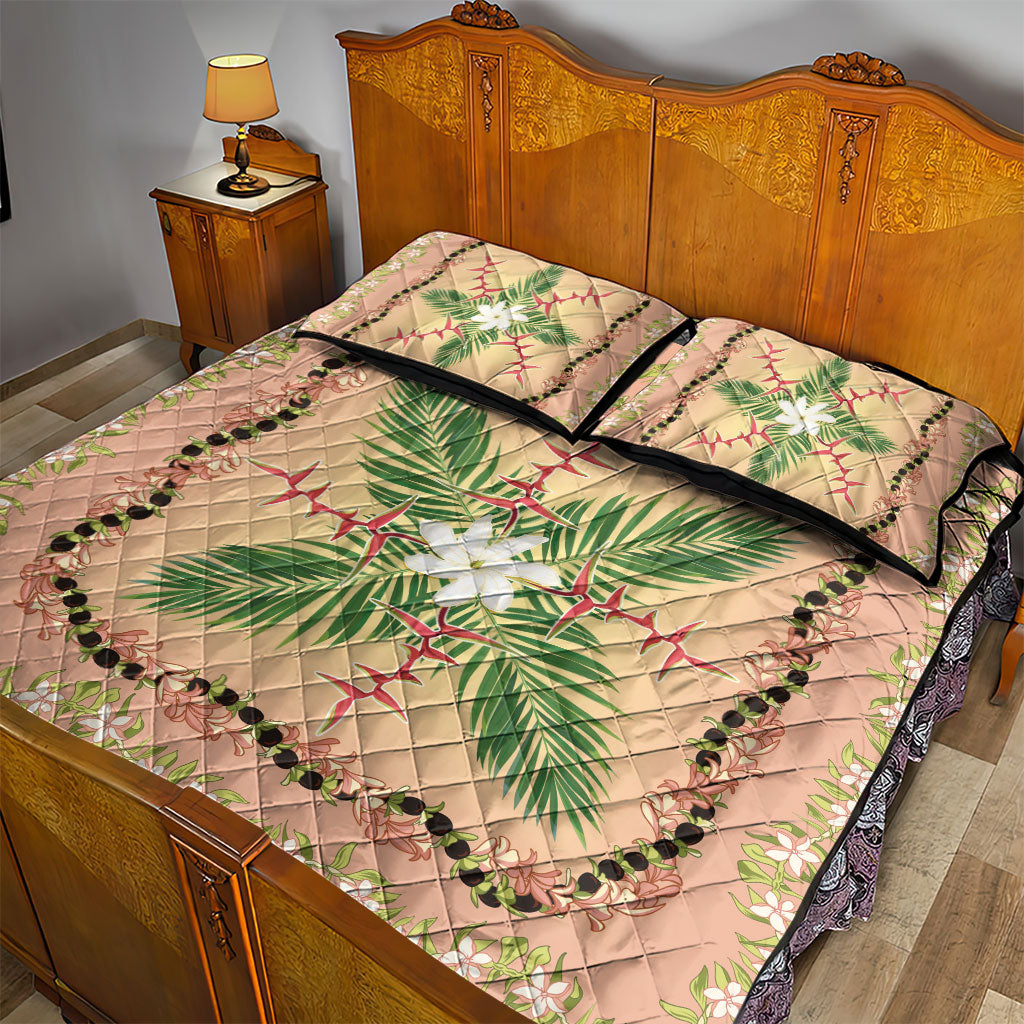 Hawaii Quilt Inspired Collection Aloha Flowers Quilt Bed Set Maile - Kukui Nut Lei LT7 - Polynesian Pride