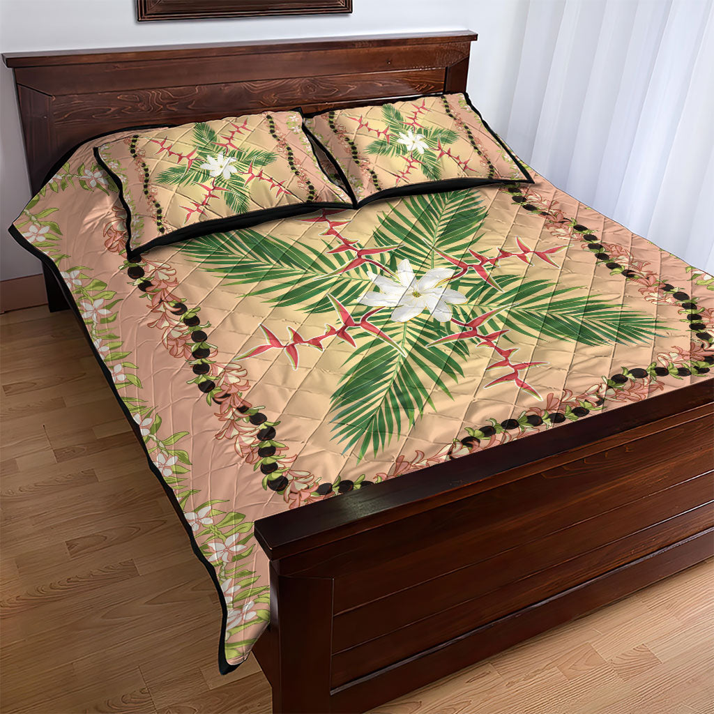 Hawaii Quilt Inspired Collection Aloha Flowers Quilt Bed Set Maile - Kukui Nut Lei LT7 - Polynesian Pride