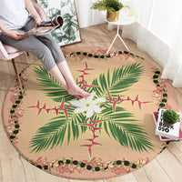 Hawaii Quilt Inspired Collection Aloha Flowers Round Carpet Maile - Kukui Nut Lei LT7 - Polynesian Pride