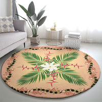 Hawaii Quilt Inspired Collection Aloha Flowers Round Carpet Maile - Kukui Nut Lei LT7 - Polynesian Pride