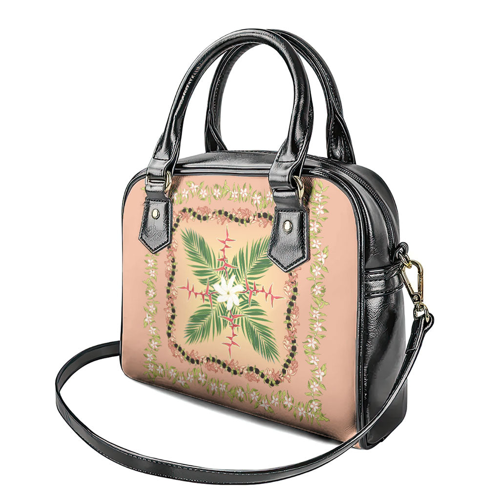 Hawaii Quilt Inspired Collection Aloha Flowers Shoulder Handbag Maile - Kukui Nut Lei LT7 - Polynesian Pride