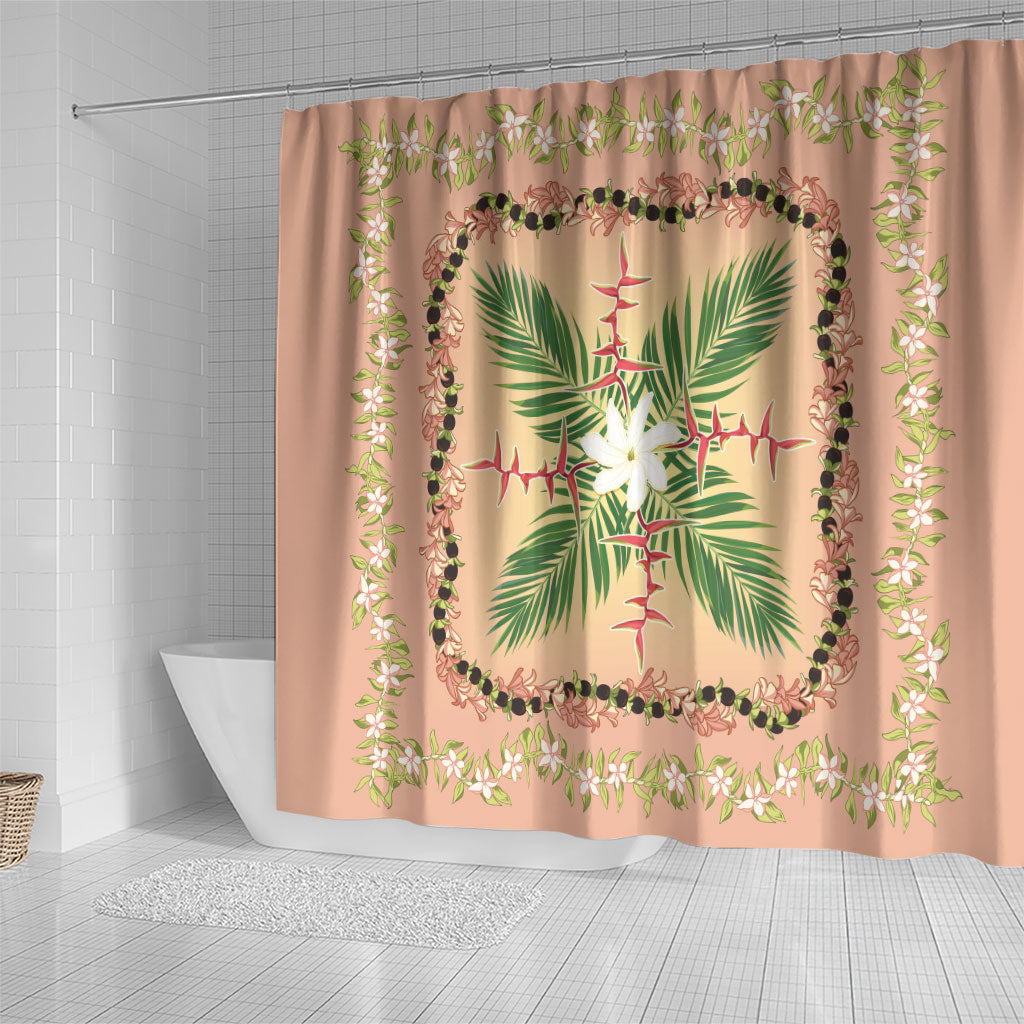 Hawaii Quilt Inspired Collection Aloha Flowers Shower Curtain Maile - Kukui Nut Lei LT7 - Polynesian Pride