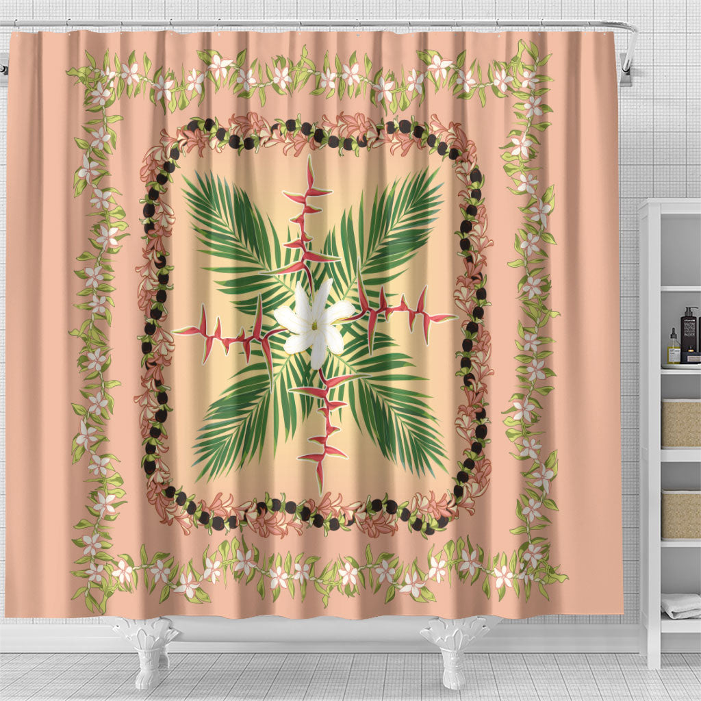 Hawaii Quilt Inspired Collection Aloha Flowers Shower Curtain Maile - Kukui Nut Lei LT7 - Polynesian Pride