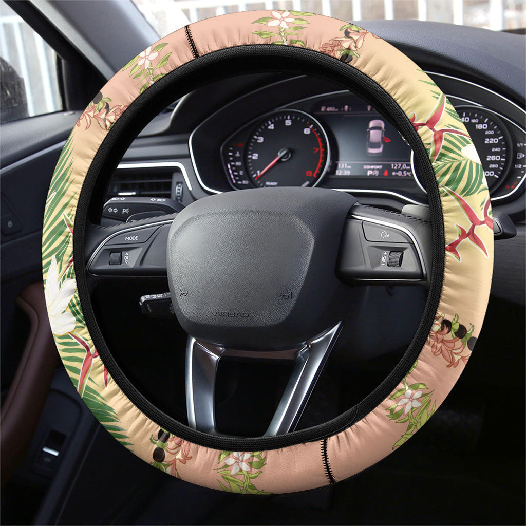 Hawaii Quilt Inspired Collection Aloha Flowers Steering Wheel Cover Maile - Kukui Nut Lei LT7 - Polynesian Pride