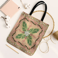 Hawaii Quilt Inspired Collection Aloha Flowers Tote Bag Maile - Kukui Nut Lei LT7 Black Strap One Size Coral Pink - Polynesian Pride