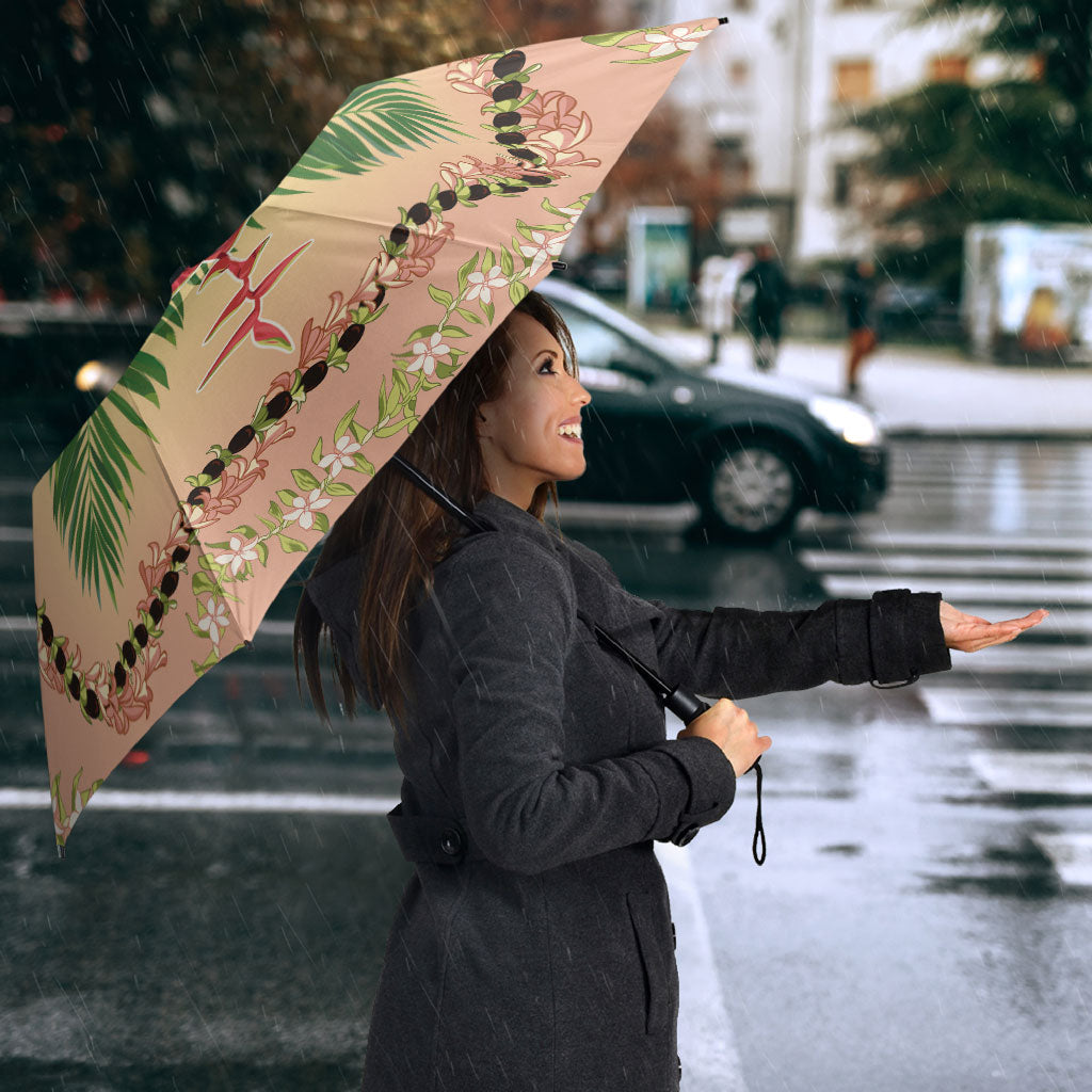 Hawaii Quilt Inspired Collection Aloha Flowers Umbrella Maile - Kukui Nut Lei LT7 - Polynesian Pride