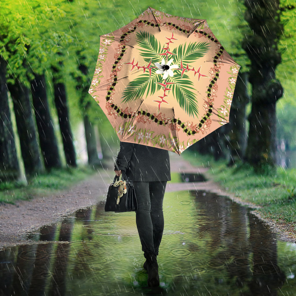 Hawaii Quilt Inspired Collection Aloha Flowers Umbrella Maile - Kukui Nut Lei LT7 - Polynesian Pride