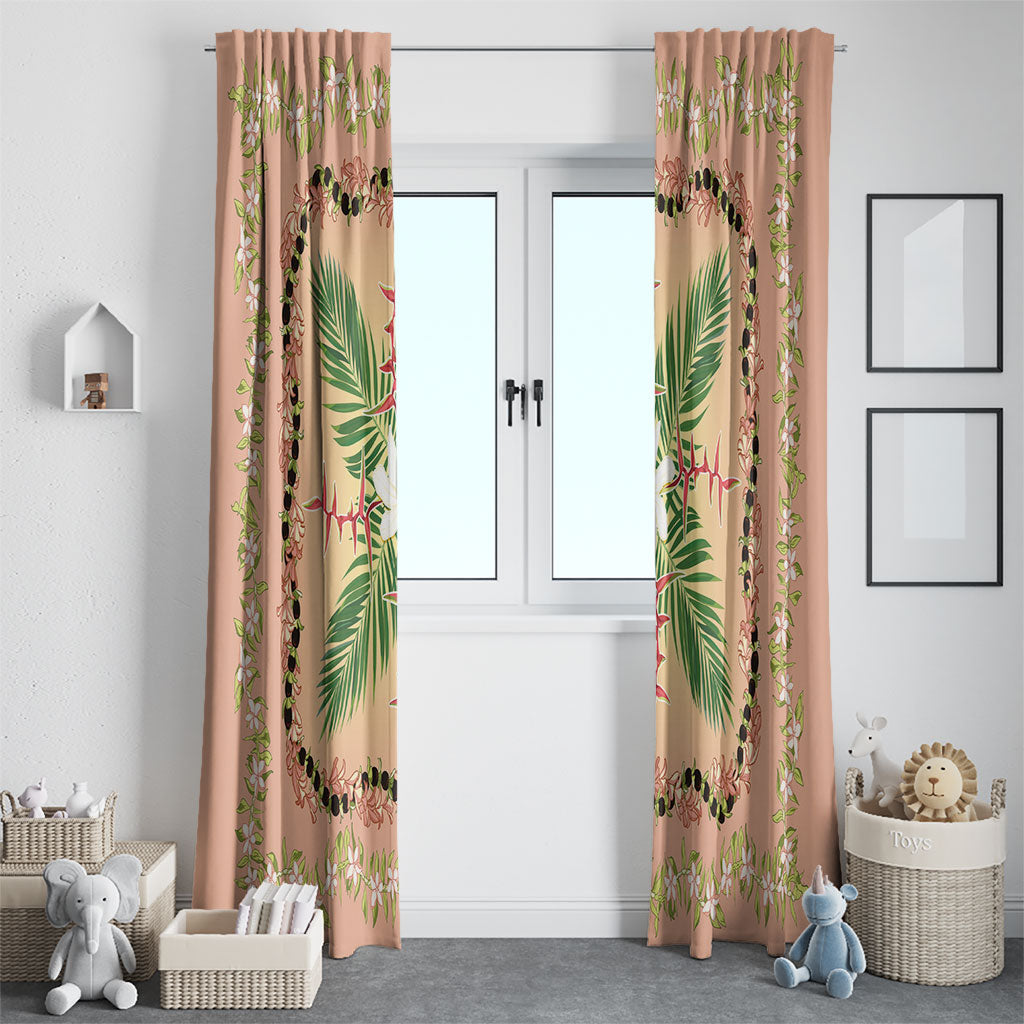 Hawaii Quilt Inspired Collection Aloha Flowers Window Curtain Maile - Kukui Nut Lei LT7 - Polynesian Pride