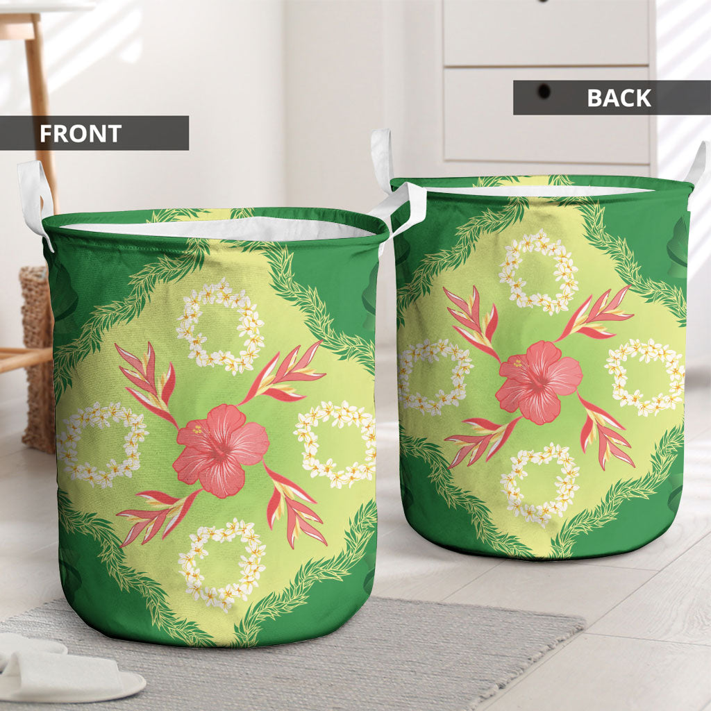 Hawaii Quilt Inspired Collection Aloha Flowers Laundry Basket Plumeria - Ti Leaf Lei LT7 - Polynesian Pride