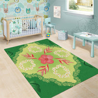 Hawaii Quilt Inspired Collection Aloha Flowers Area Rug Plumeria - Ti Leaf Lei LT7 - Polynesian Pride