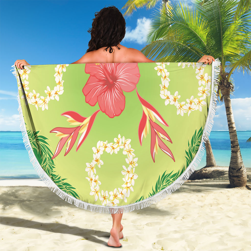 Hawaii Quilt Inspired Collection Aloha Flowers Beach Blanket Plumeria - Ti Leaf Lei LT7 - Polynesian Pride