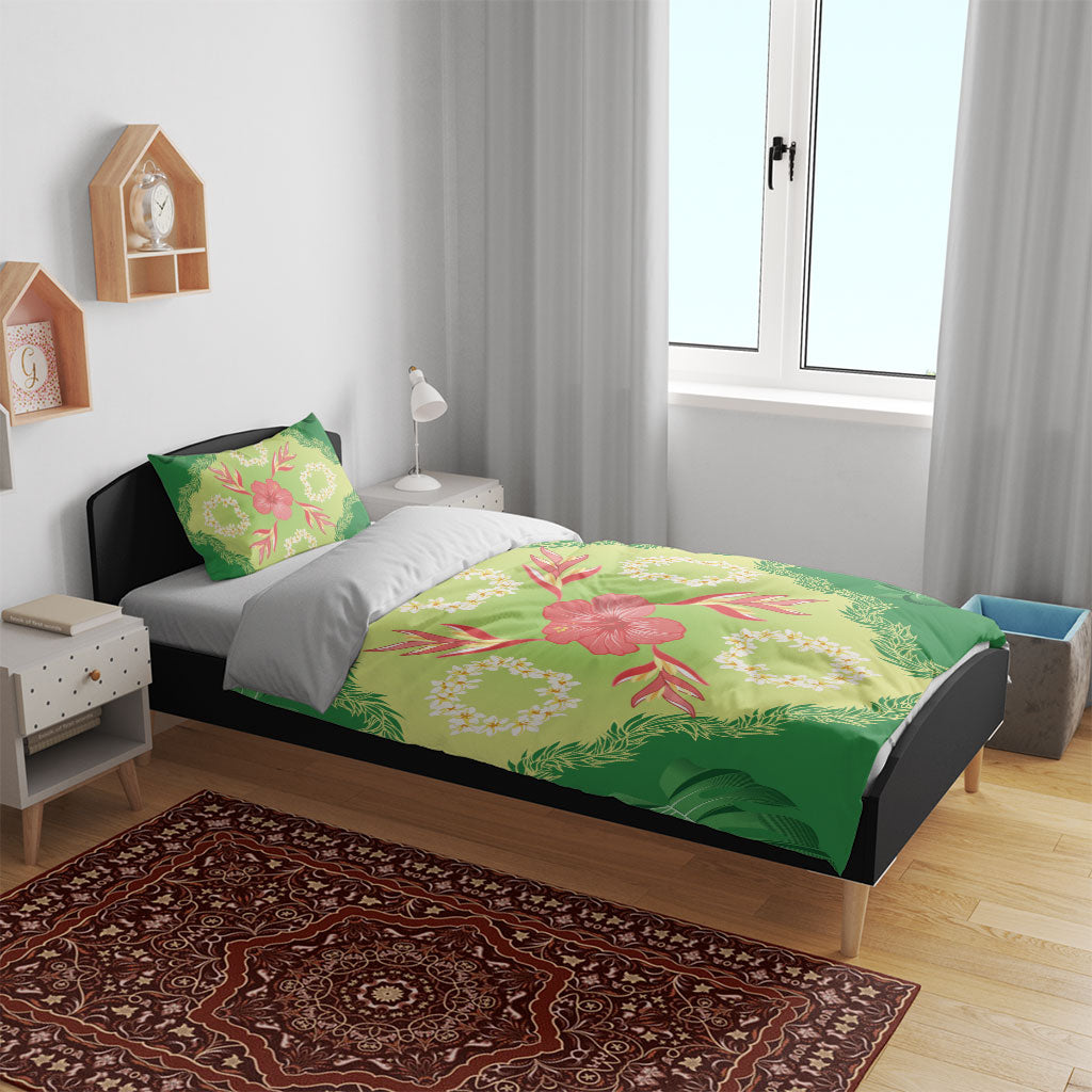 Hawaii Quilt Inspired Collection Aloha Flowers Bedding Set Plumeria - Ti Leaf Lei LT7 - Polynesian Pride