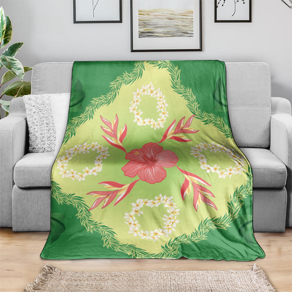 Hawaii Quilt Inspired Collection Aloha Flowers Blanket Plumeria - Ti Leaf Lei LT7 - Polynesian Pride