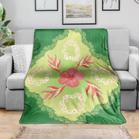 Hawaii Quilt Inspired Collection Aloha Flowers Blanket Plumeria - Ti Leaf Lei LT7 - Polynesian Pride