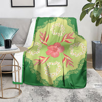 Hawaii Quilt Inspired Collection Aloha Flowers Blanket Plumeria - Ti Leaf Lei LT7 - Polynesian Pride
