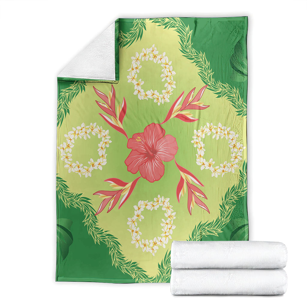 Hawaii Quilt Inspired Collection Aloha Flowers Blanket Plumeria - Ti Leaf Lei LT7 - Polynesian Pride