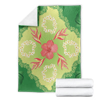 Hawaii Quilt Inspired Collection Aloha Flowers Blanket Plumeria - Ti Leaf Lei LT7 - Polynesian Pride