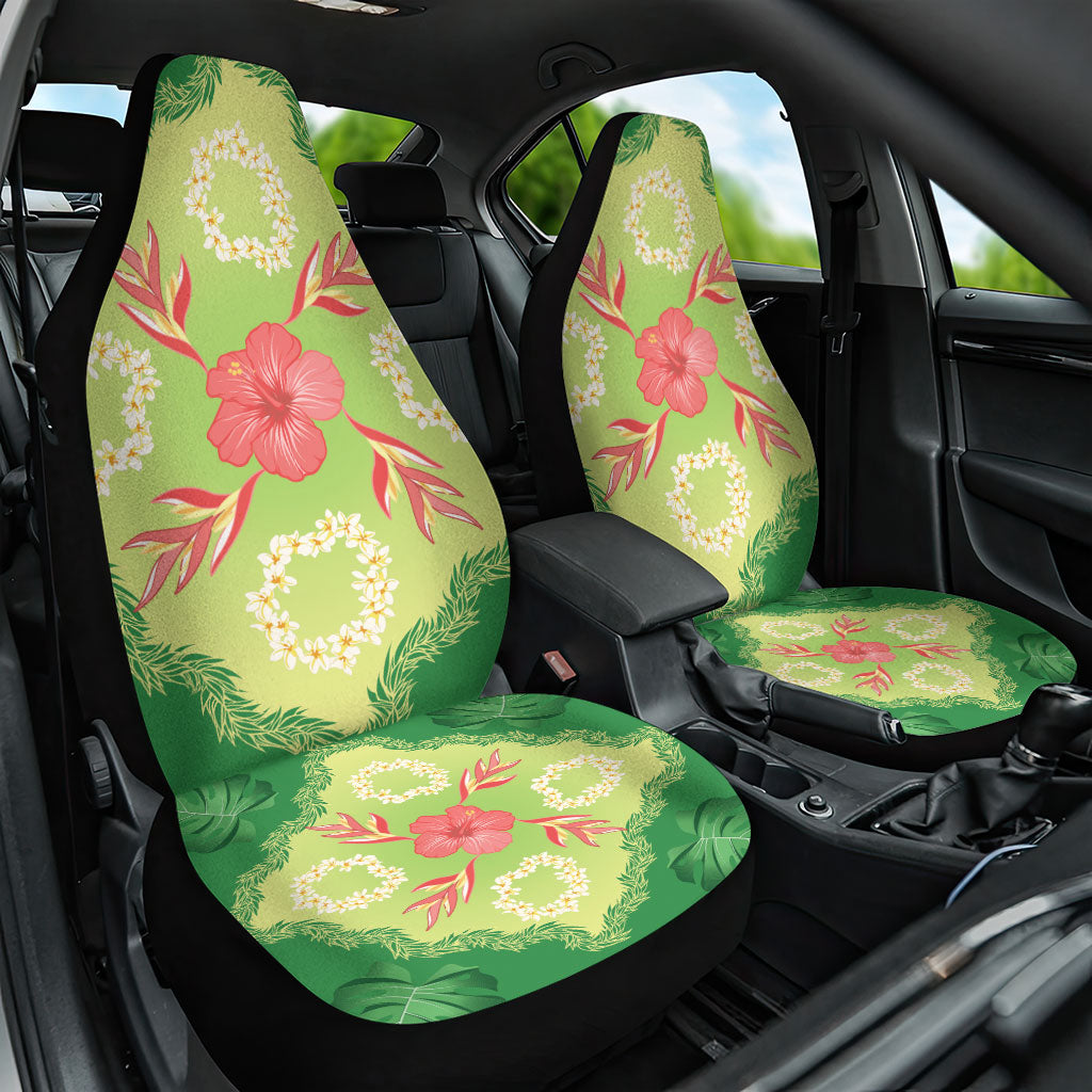 Hawaii Quilt Inspired Collection Aloha Flowers Car Seat Cover Plumeria - Ti Leaf Lei LT7 One Size Green - Polynesian Pride