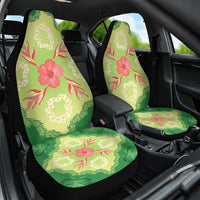 Hawaii Quilt Inspired Collection Aloha Flowers Car Seat Cover Plumeria - Ti Leaf Lei LT7 One Size Green - Polynesian Pride