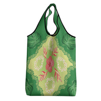 Hawaii Quilt Inspired Collection Aloha Flowers Grocery Bag Plumeria - Ti Leaf Lei LT7 - Polynesian Pride