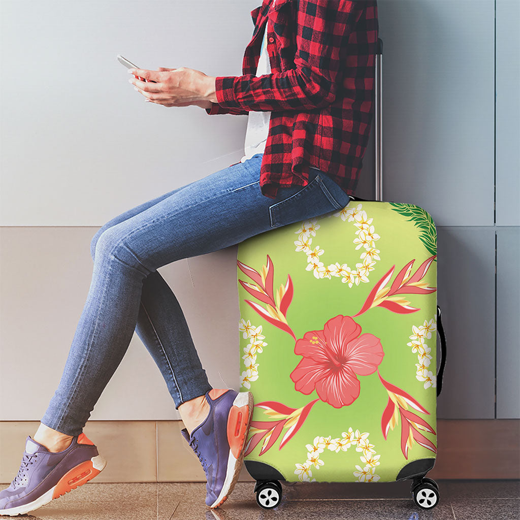 Hawaii Quilt Inspired Collection Aloha Flowers Luggage Cover Plumeria - Ti Leaf Lei LT7 - Polynesian Pride