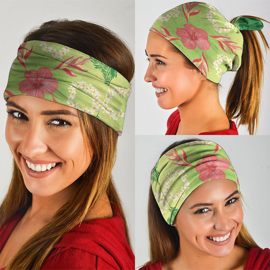 Hawaii Quilt Inspired Collection Aloha Flowers Neck Gaiter Plumeria - Ti Leaf Lei LT7 - Polynesian Pride