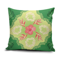 Hawaii Quilt Inspired Collection Aloha Flowers Pillow Cover Plumeria - Ti Leaf Lei LT7 Green - Polynesian Pride