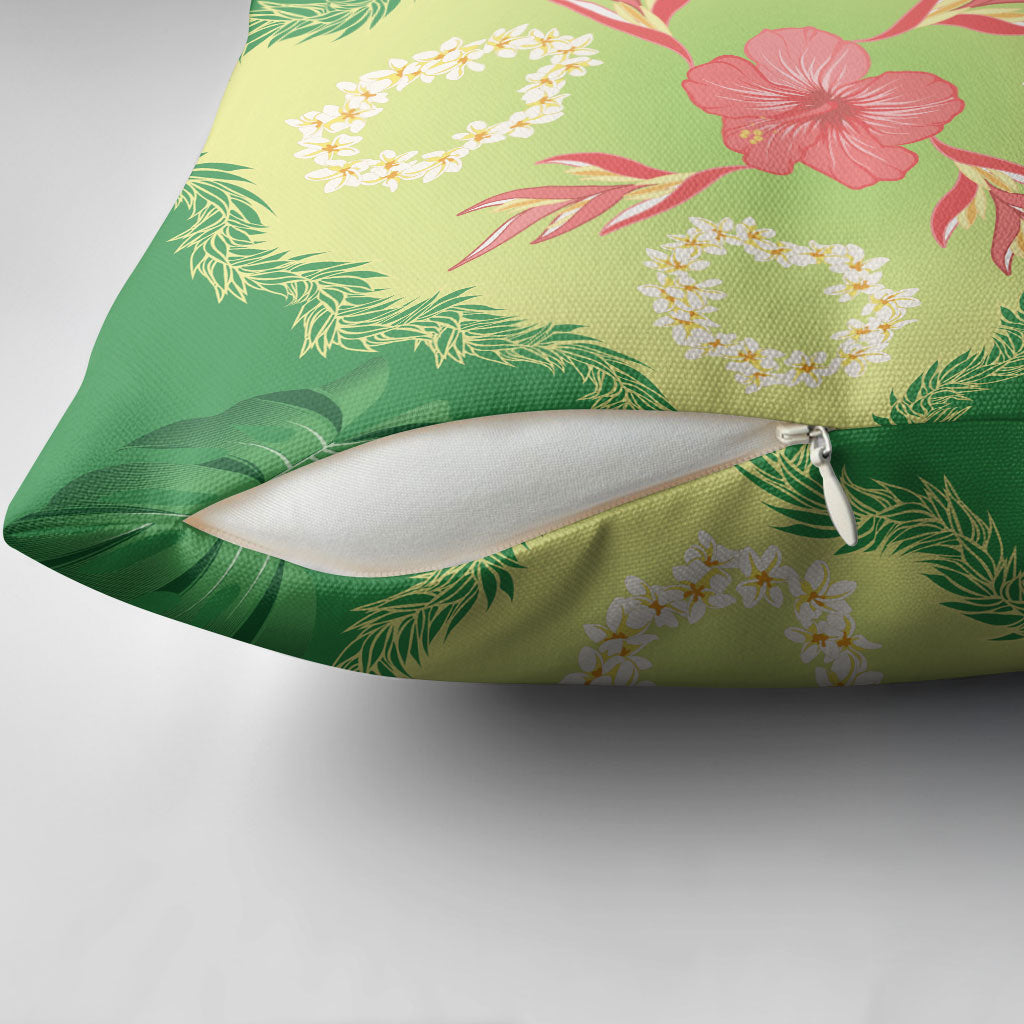 Hawaii Quilt Inspired Collection Aloha Flowers Pillow Cover Plumeria - Ti Leaf Lei LT7 - Polynesian Pride
