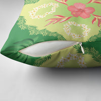 Hawaii Quilt Inspired Collection Aloha Flowers Pillow Cover Plumeria - Ti Leaf Lei LT7 - Polynesian Pride