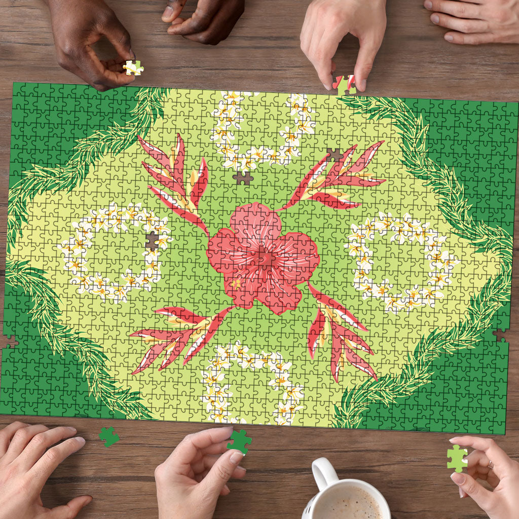 Hawaii Quilt Inspired Collection Aloha Flowers Puzzle Plumeria - Ti Leaf Lei LT7 - Polynesian Pride