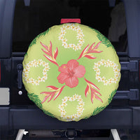 Hawaii Quilt Inspired Collection Aloha Flowers Spare Tire Cover Plumeria - Ti Leaf Lei LT7 No hole Green - Polynesian Pride
