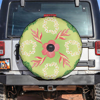 Hawaii Quilt Inspired Collection Aloha Flowers Spare Tire Cover Plumeria - Ti Leaf Lei LT7 Green - Polynesian Pride